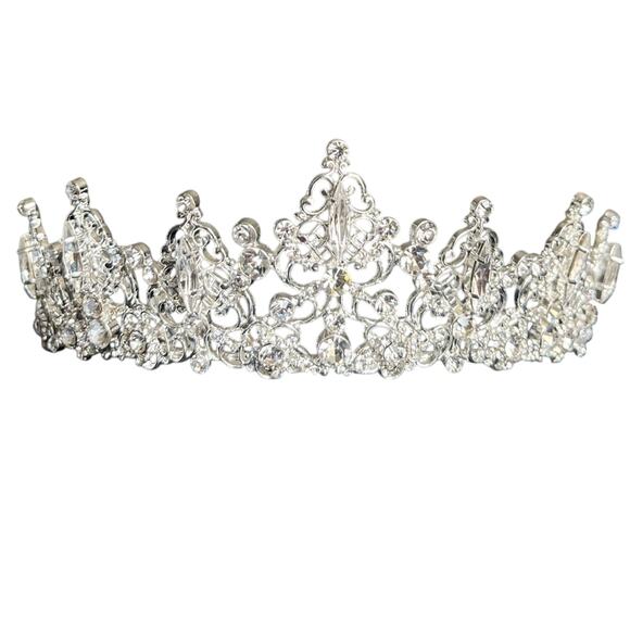 EN VOGUE BRIDAL Rhinestone Tiara T2006 Rhodium Plated Wedding Crown main image 5